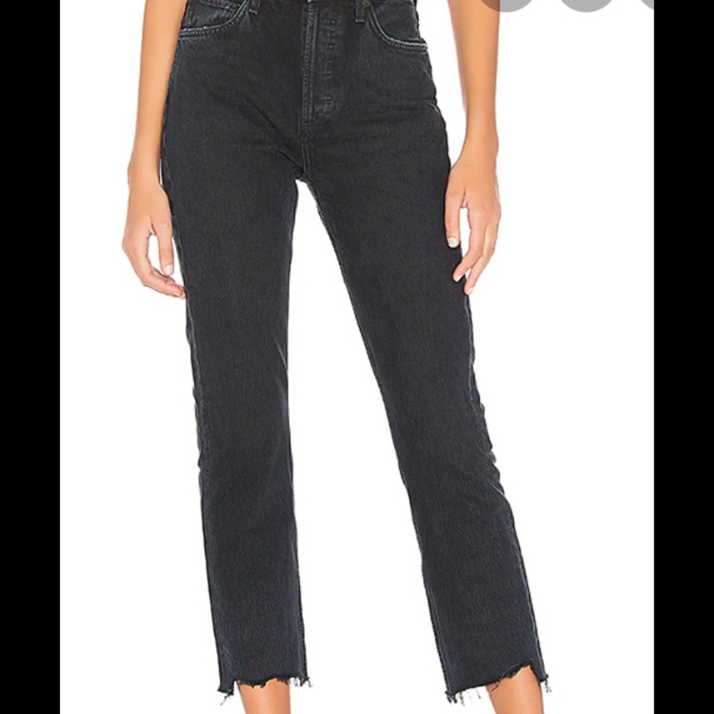 Agolde riley black straight leg jeans